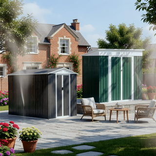 Sunvega Pent Roof Outdoor Storage Shed with Aluminum Alloy Frame and Sliding Door