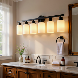 Sunvega Matte Black Wall Sconce with White Glass Shades for Bedroom Living Room