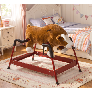 Sunvega ASTM-F963 Certified Spring Rocking Horse with Plush Fabric and Animal Sounds