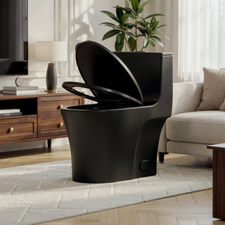 Sunvega Light Grey Elongated One-Piece Toilet with Dual Flush and Soft Closing Seat