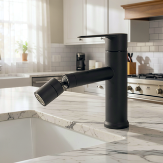 Sunvega Single Handle Bathroom Sink Faucet with 360 Rotating Aerator and Pop Up Drain