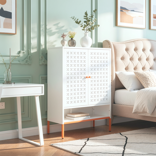 Sunvega Elevated Shoe Cabinet with Adjustable Shelves and Butterfly Doors