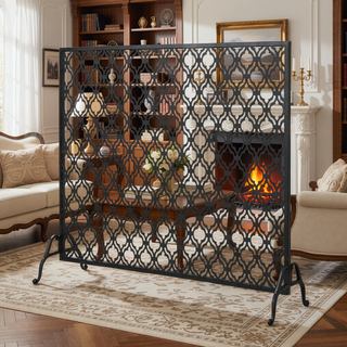 Sunvega Modern Overlapping Circle Pattern Iron Frame Single Panel Fire Screen