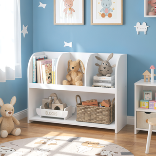 Sunvega Kids Bookcase with 4 Compartments Storage Shelf and Safety Wall Buckle
