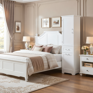 Sunvega Tall Freestanding Bathroom Storage Cabinet with Two Drawers and Adjustable Shelf