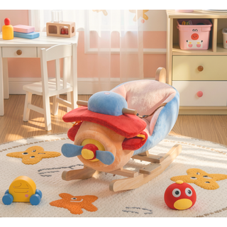 Sunvega ASTM-F963 Certified Spring Rocking Horse with Plush Fabric and Animal Sounds