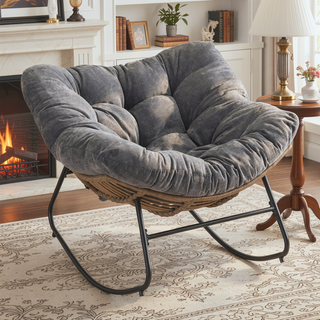 Sunvega Wicker Papasan Lounge Rocking Chair for Indoor and Outdoor Relaxation