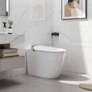 Sunvega Smart Toilet with Bidet Auto Open Close Seat Foot Sensor LED Night Light
