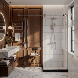 Sunvega Frameless Shower Door with Explosion Proof Film and Stainless Steel Handle