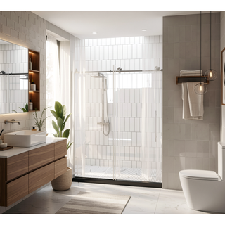 Sunvega Frameless Shower Door with Explosion Proof Film and Stainless Steel Handle