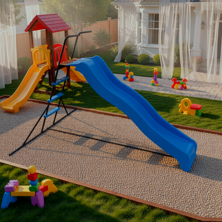 Sunvega Freestanding Kids Plastic Slide Indoor Playground Equipment Blue