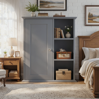 Sunvega Grey MDF Bathroom Wall Cabinet with Soft-Closing Hinges for Storage