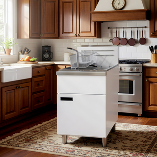 Sunvega Commercial 5-Burner Natural Gas Deep Fryer with 150,000 BTU/h and Adjustable Thermostat