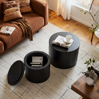Sunvega Round Waterproof Nesting Coffee Table Set for Living Room Sofa Corner