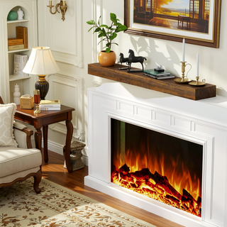 Sunvega Handcrafted Pine Wood Fireplace Mantel Shelf with Distinctive Wood Grain