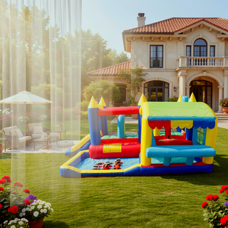 Sunvega 7 in 1 Inflatable Bounce House with Ball Pit and Obstacles for Kids