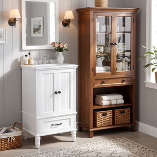 Sunvega 20 Inch Black Bathroom Vanity with Ceramic Sink and Storage Cabinet