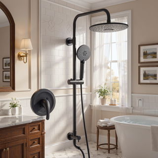 Sunvega Wall Mounted Rain Showerhead and Hand Shower System with Adjustable Slide Bar