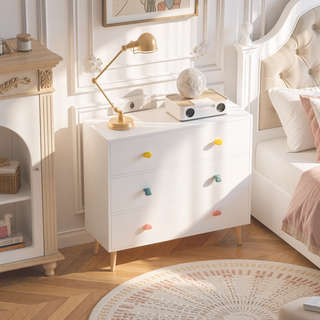 Sunvega 3 Drawer Dresser with Anti-Dumping Design for Kids Bedroom and Nursery