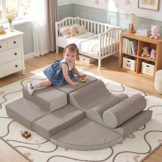 Sunvega Soft Climb and Crawl Foam Playset 6 in 1 with Stairs and Mats