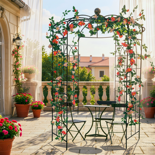 Sunvega Black Birdcage Shape Metal Garden Arch Arbor Gazebo for Wedding Ceremony