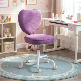 Sunvega Purple Heart Shaped Office Chair with Adjustable Height and Swivel Castors