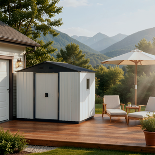 Sunvega 8ft x 4ft Outdoor Metal Storage Shed With Window and Metal Foundation