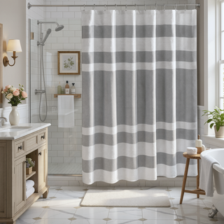 Sunvega Reversible Cotton Bath Rug with Plush Stripes and Textured Massage