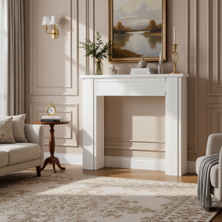 Sunvega Freestanding Fireplace Mantel with Baroque Design and Storage Columns