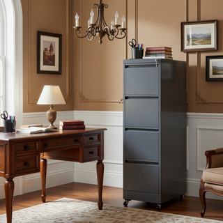 Sunvega 5 Drawer Metal Vertical File Cabinet with Lock on Wheels for Home Office