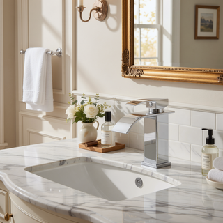 Sunvega Single Hole Bathroom Faucet with Ceramic Cartridge in Brushed Nickel