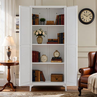 Sunvega Premium Powder Coated Steel Storage Cabinet With Four Adjustable Shelves