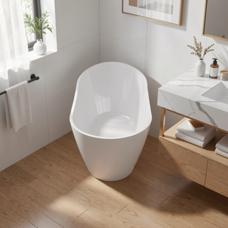 Sunvega Premium High-back Oval Acrylic Freestanding Soaker Bathtub Non-Slip Easy Clean