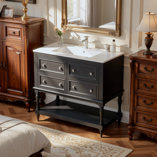 Sunvega 36 Inch Freestanding Vanity Cabinet with Sink Combo and 4 Drawers