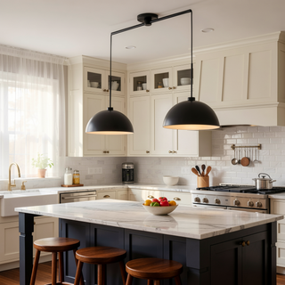 Sunvega Industrial Modern Black Double Pendant Light with Matte Finish for Dining Room Kitchen