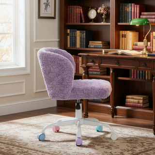 Sunvega Plush Faux Alpaca Fabric Double Cushion Wide 26.4 Inch Office Chair