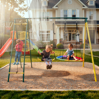 Sunvega Heavy Steel Based A-Frame Kids Swing Set with 2 Seats for Backyard Outdoor