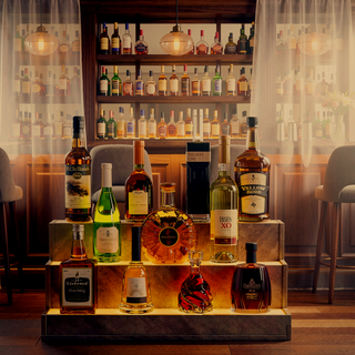 Sunvega 24 Inch Freestanding LED Lighted Liquor Bottle Display Shelf with App Remote Control