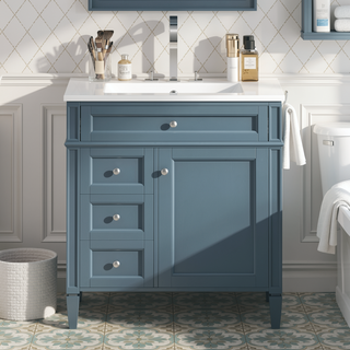 Sunvega Modern Minimalist 30'' Bathroom Vanity with Top Sink and Ample Storage