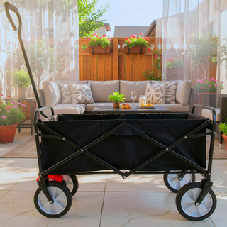 Sunvega Heavy Duty Folding Outdoor Cart with Front Wheel Brakes and Cup Holders