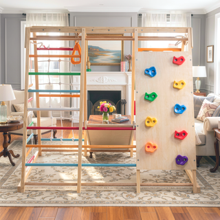 Sunvega 2-in-1 Slide and Climb Set with Monkey Bars Swing Net Rocks