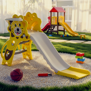 Sunvega 2 in 1 Toddler Slide with Basketball Hoop for Indoor Play and Exercise