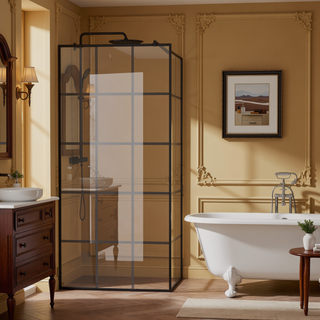 Sunvega Framed Glass Shower Screen with Silk-Printed Tempered Glass and Rust-Proof Aluminum Frame