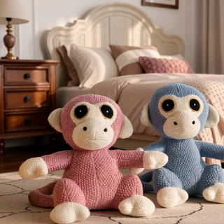 Sunvega Soft and Safe 100% Cotton Coral Almond Stuffed Monkey Toy