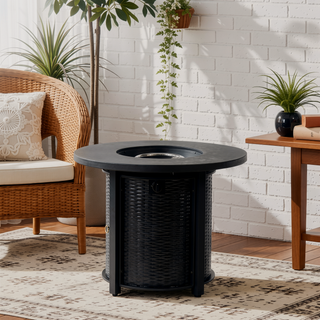 Sunvega 30-Inch Round Propane Fire Pit Table with 50000 BTU Heat for Patio