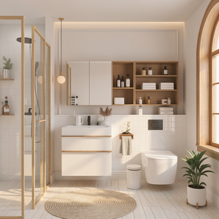 Sunvega White Wall Mounted Bathroom Vanity with Integrated Acrylic Sink and Soft-Close Drawers