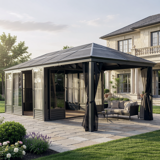 Sunvega All Season Solarium Gazebo with Galvanized Steel Roof and Detachable PE Screen