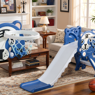 Sunvega 2 in 1 Indoor Toddler Slide with Basketball Hoop Toy for Kids 18-36 Months