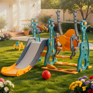 Sunvega 3 in 1 Baby Swing and Slide Set with Basketball Hoop for Toddlers Indoor Outdoor Play