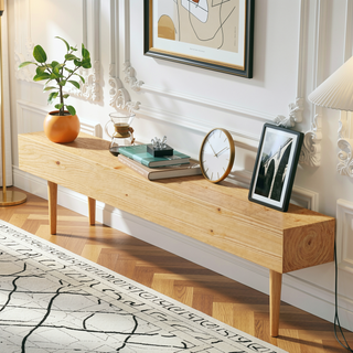 Sunvega Handcrafted Pine Wood Fireplace Mantel Shelf with Distinctive Wood Grain